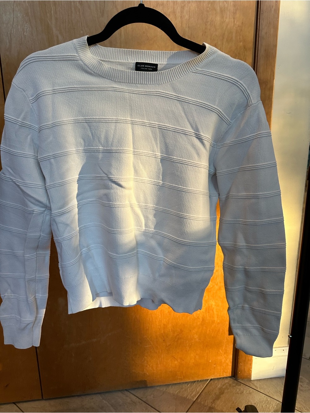 Club Monaco White Ribbed Italian Yarn Sweater